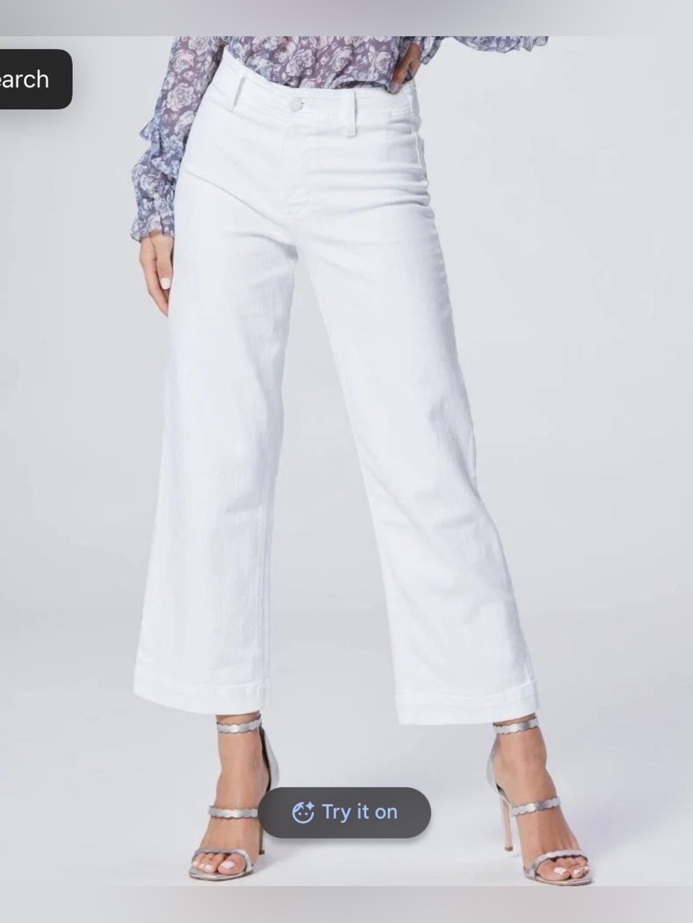 Paige Nellie Culotte Wide Leg Flat Front White Jeans size 28